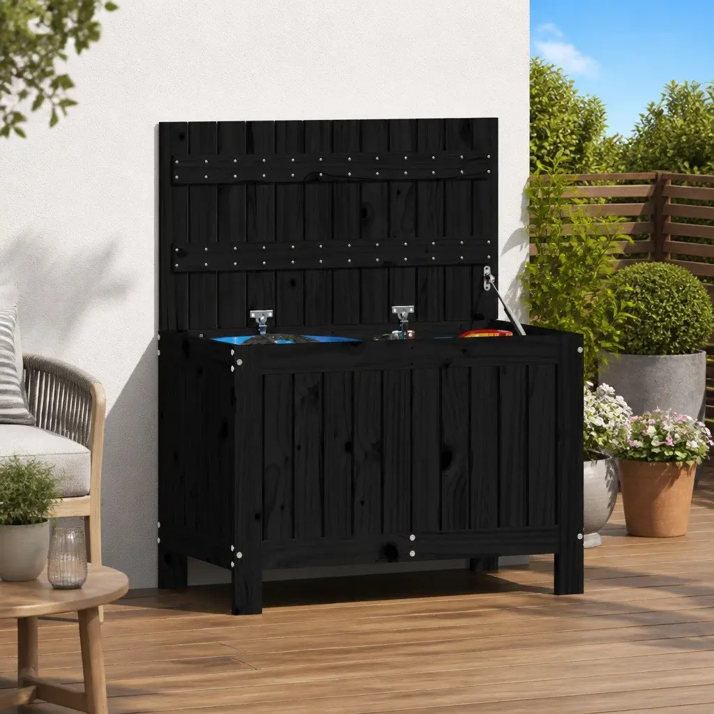 Black Outdoor Storage Box for Garden Tools and More