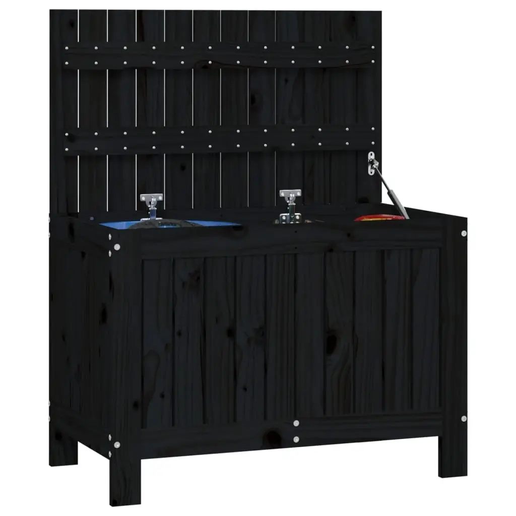 Black Outdoor Storage Box for Garden Tools and More