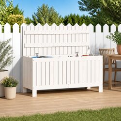 Garden Storage Box White 108x42.5x54cm Solid Wood Pine Outdoor Deck Patio
