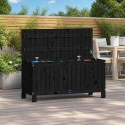 Black Garden Storage Box 108x42.5x54cm Solid Pine Wood