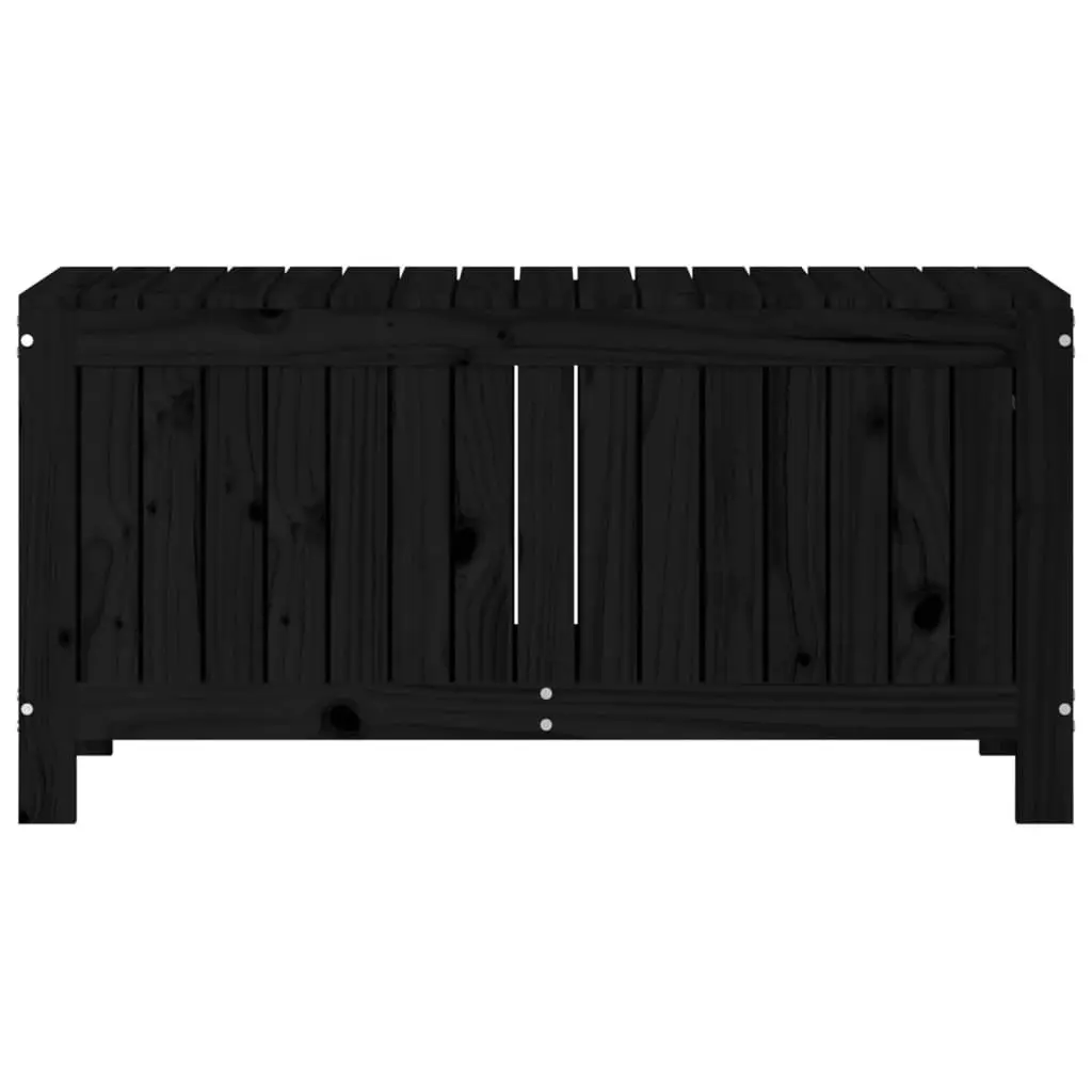 Black Garden Storage Box 108x42.5x54cm Solid Pine Wood