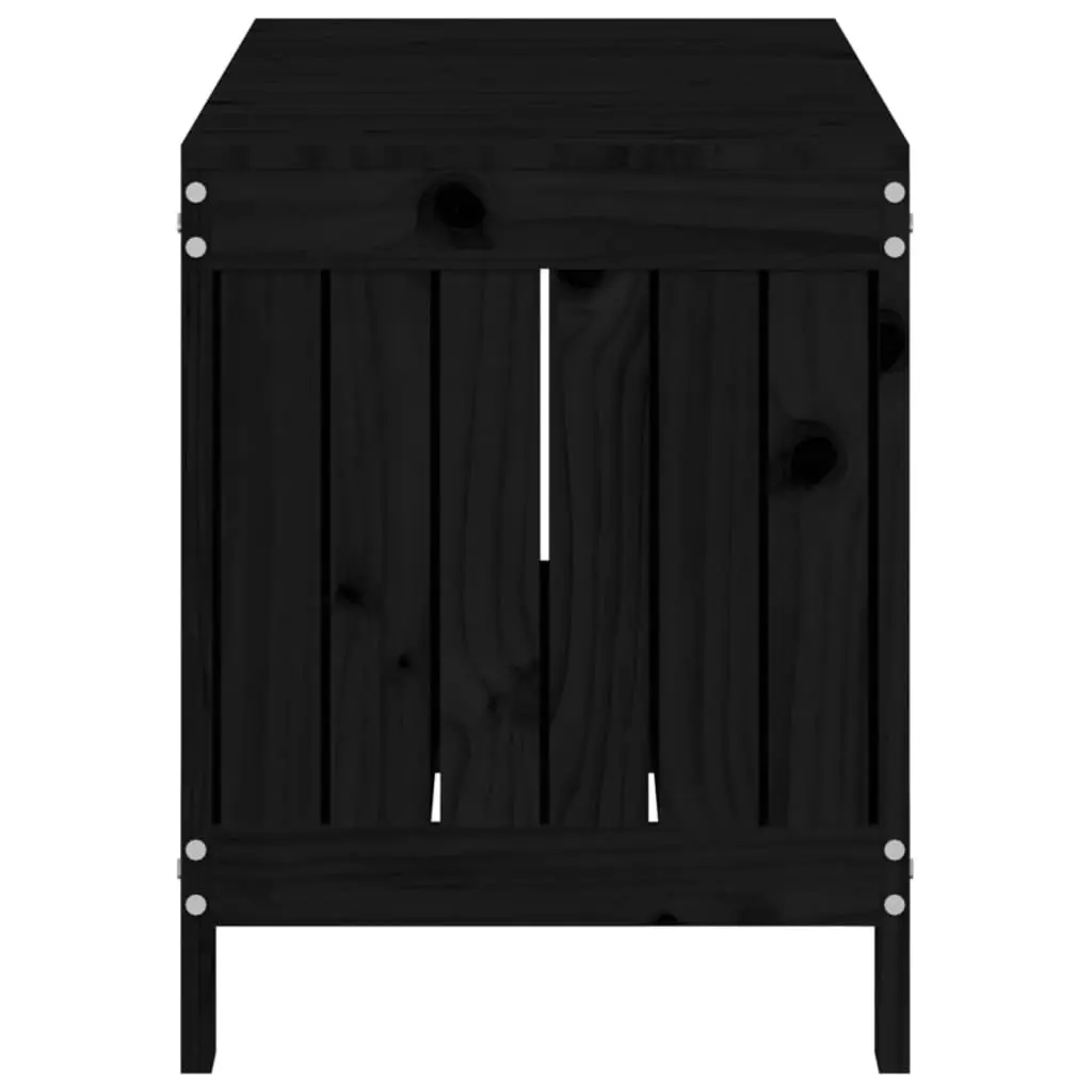 Black Garden Storage Box 108x42.5x54cm Solid Pine Wood