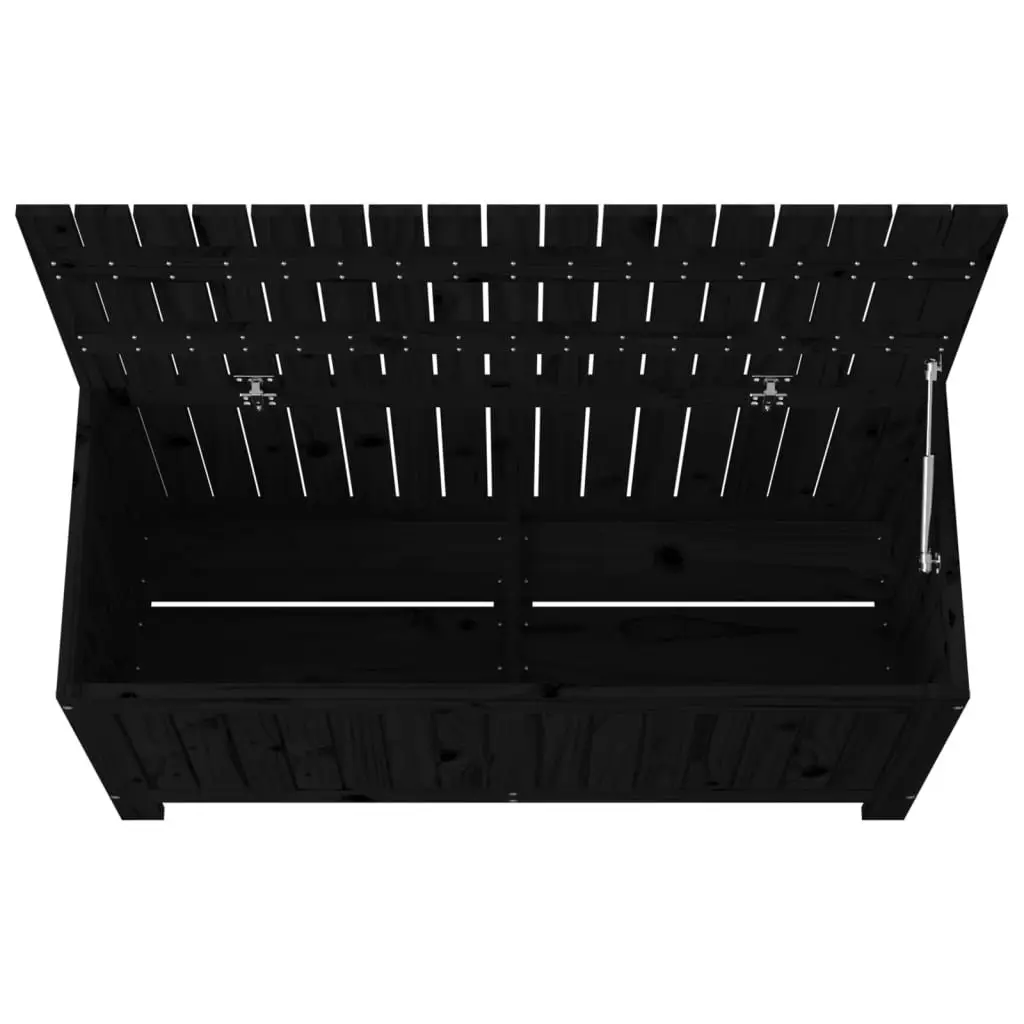 Black Garden Storage Box 108x42.5x54cm Solid Pine Wood