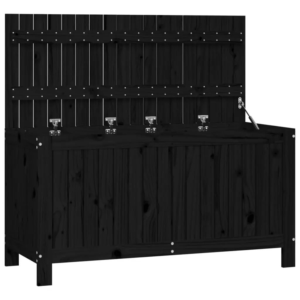Garden Storage Box Solid Pine Wood 115 x 49 x 60 cm Black Outdoor