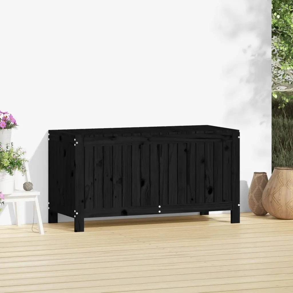 Garden Storage Box Solid Pine Wood 115 x 49 x 60 cm Black Outdoor