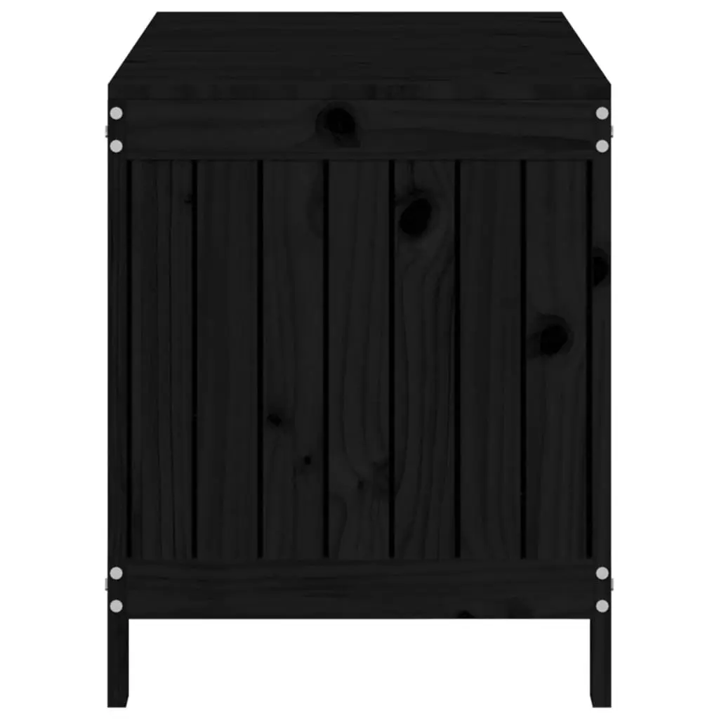 Garden Storage Box Solid Pine Wood 115 x 49 x 60 cm Black Outdoor