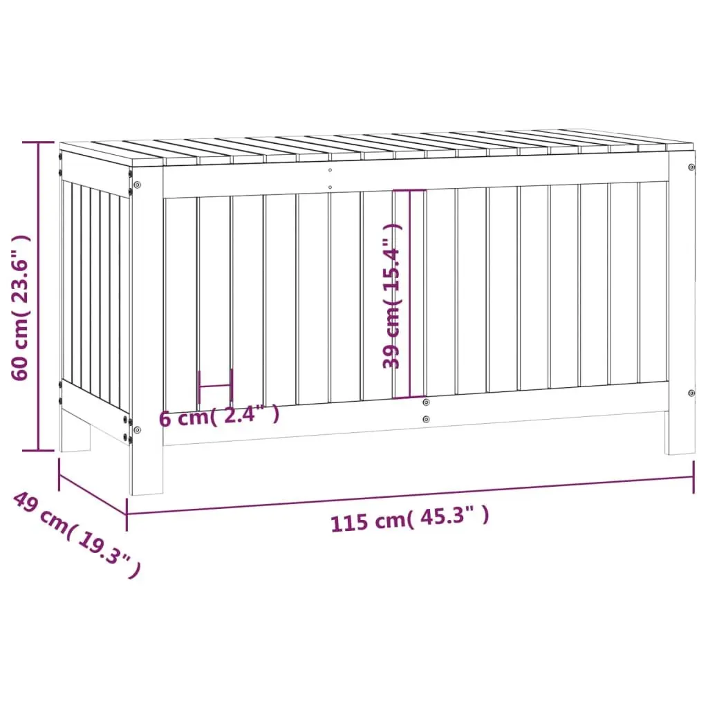 Garden Storage Box Solid Pine Wood 115 x 49 x 60 cm Black Outdoor