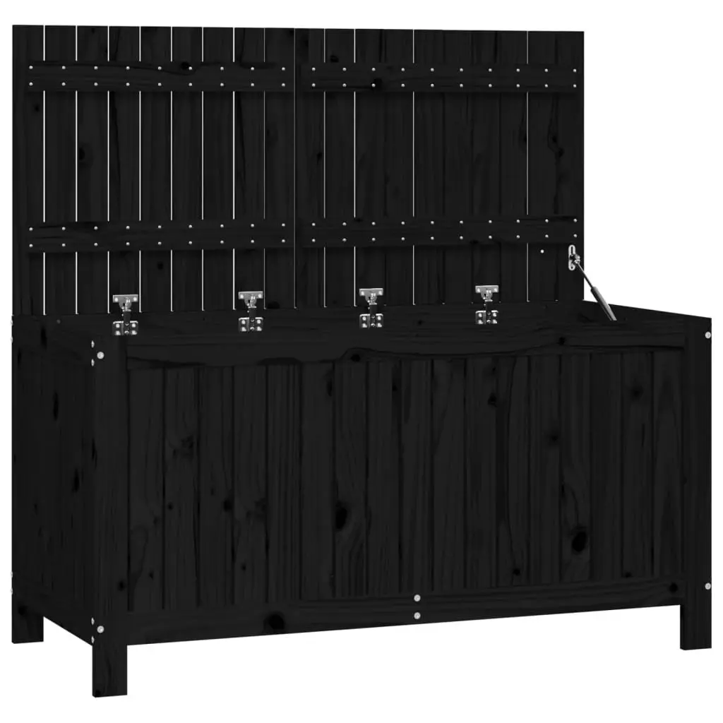 Black Wooden Garden Storage Box with Hydraulic Lid