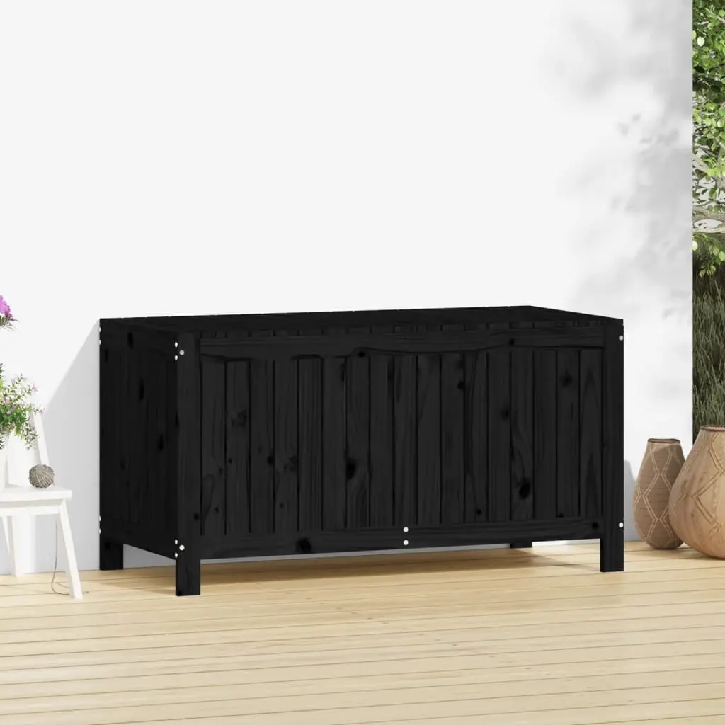 Black Wooden Garden Storage Box with Hydraulic Lid
