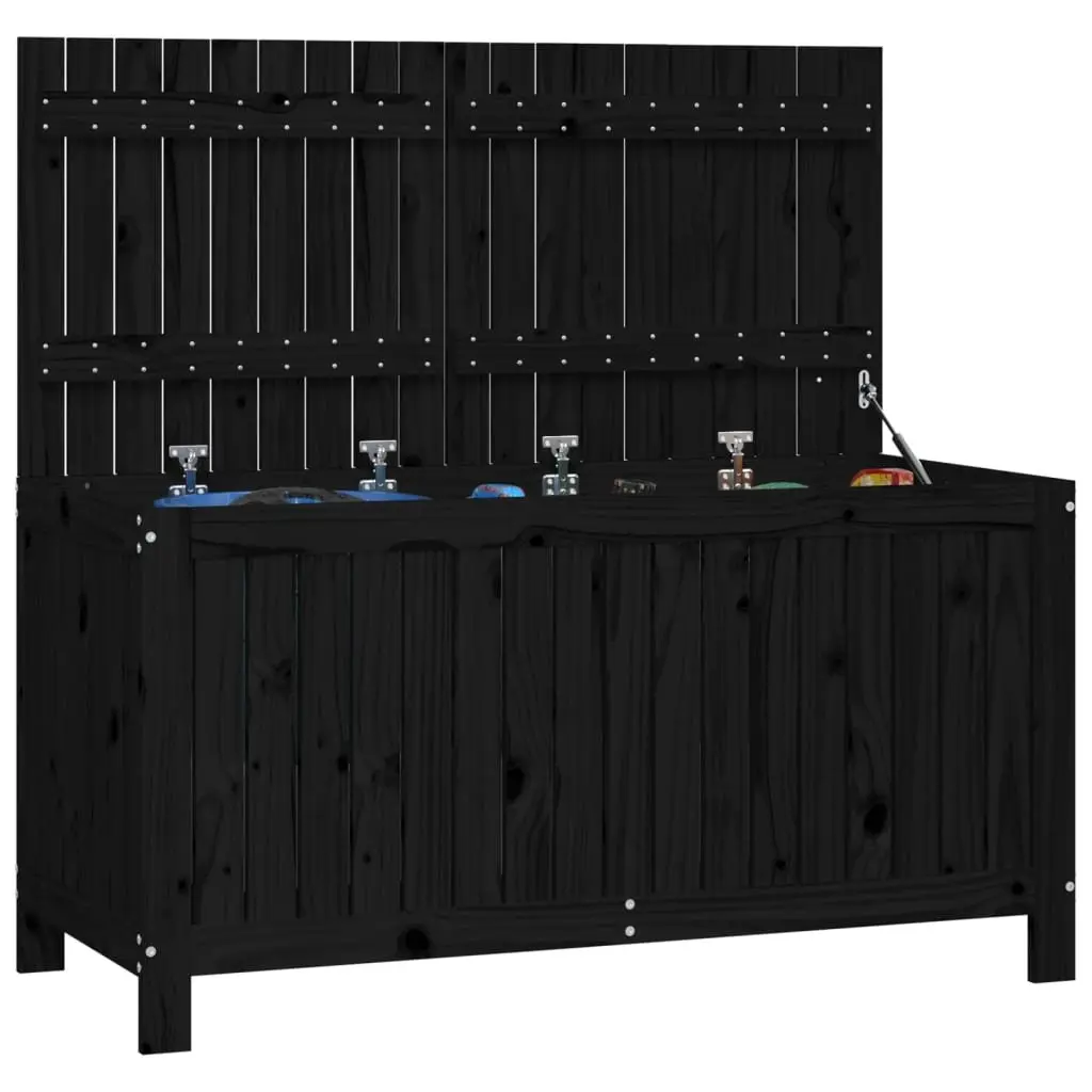 Black Wooden Garden Storage Box with Hydraulic Lid