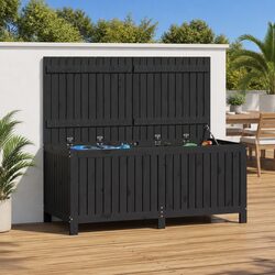 Grey Solid Wood Pine Garden Storage Box for Outdoor Use