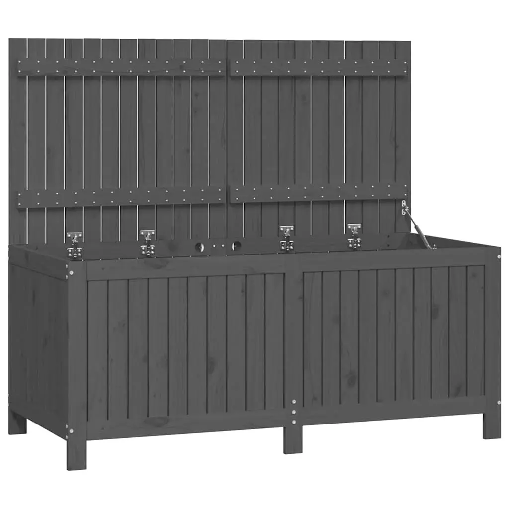 Grey Solid Wood Pine Garden Storage Box for Outdoor Use