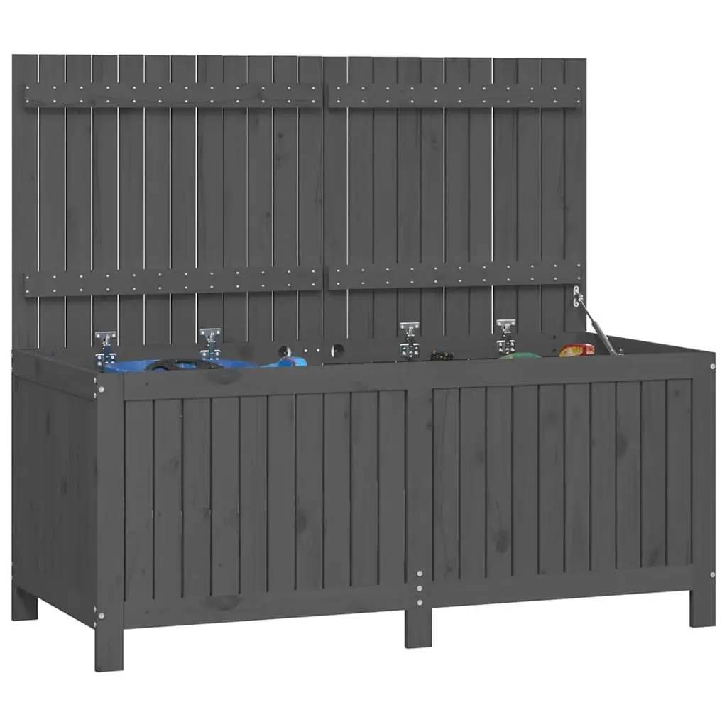 Grey Solid Wood Pine Garden Storage Box for Outdoor Use
