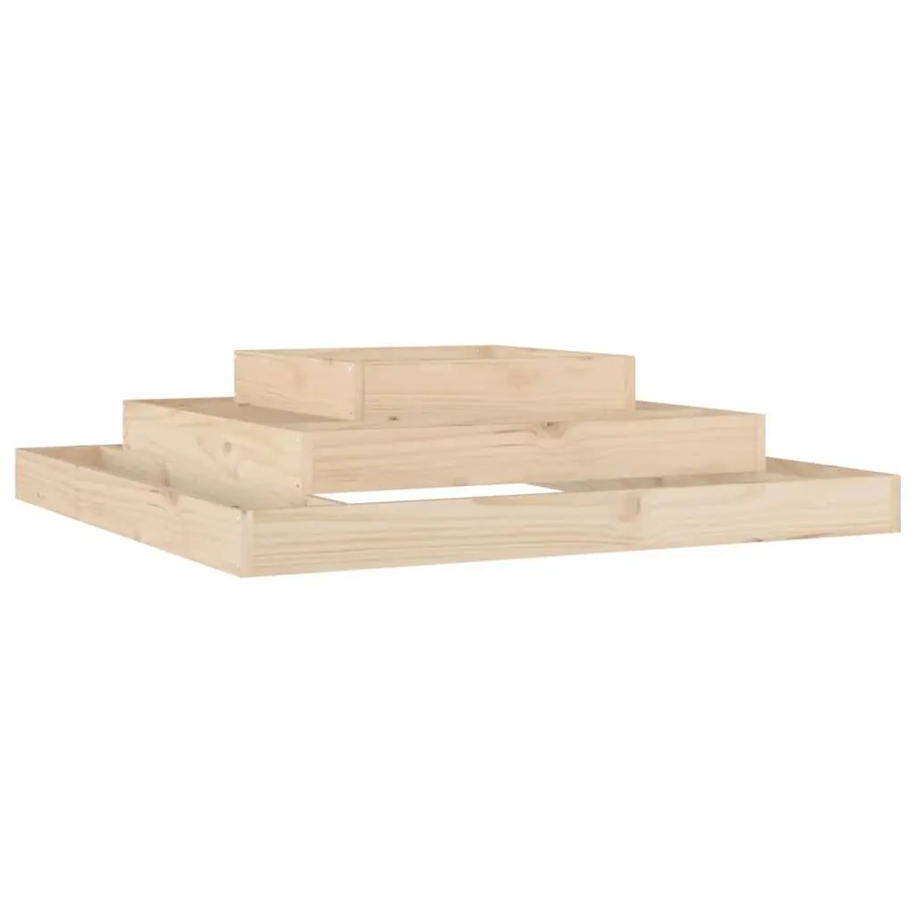 Wooden Planter Solid Pine Wood 110x110x27 cm Brown 3-Tier Raised Flower Bed Garden Container