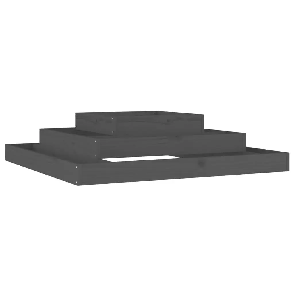 Grey 3-Tier Wooden Planter Box 110x110x27cm Solid Pine