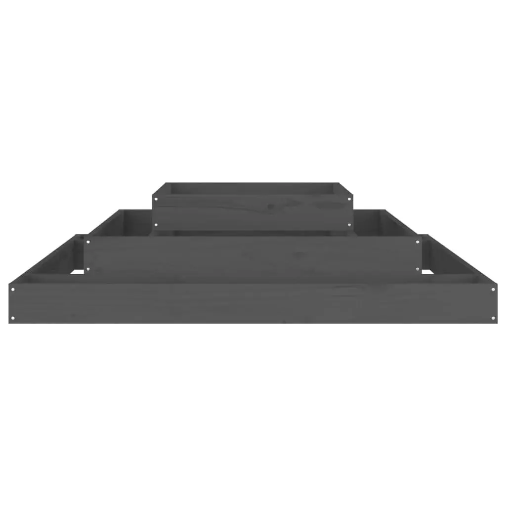 Grey 3-Tier Wooden Planter Box 110x110x27cm Solid Pine