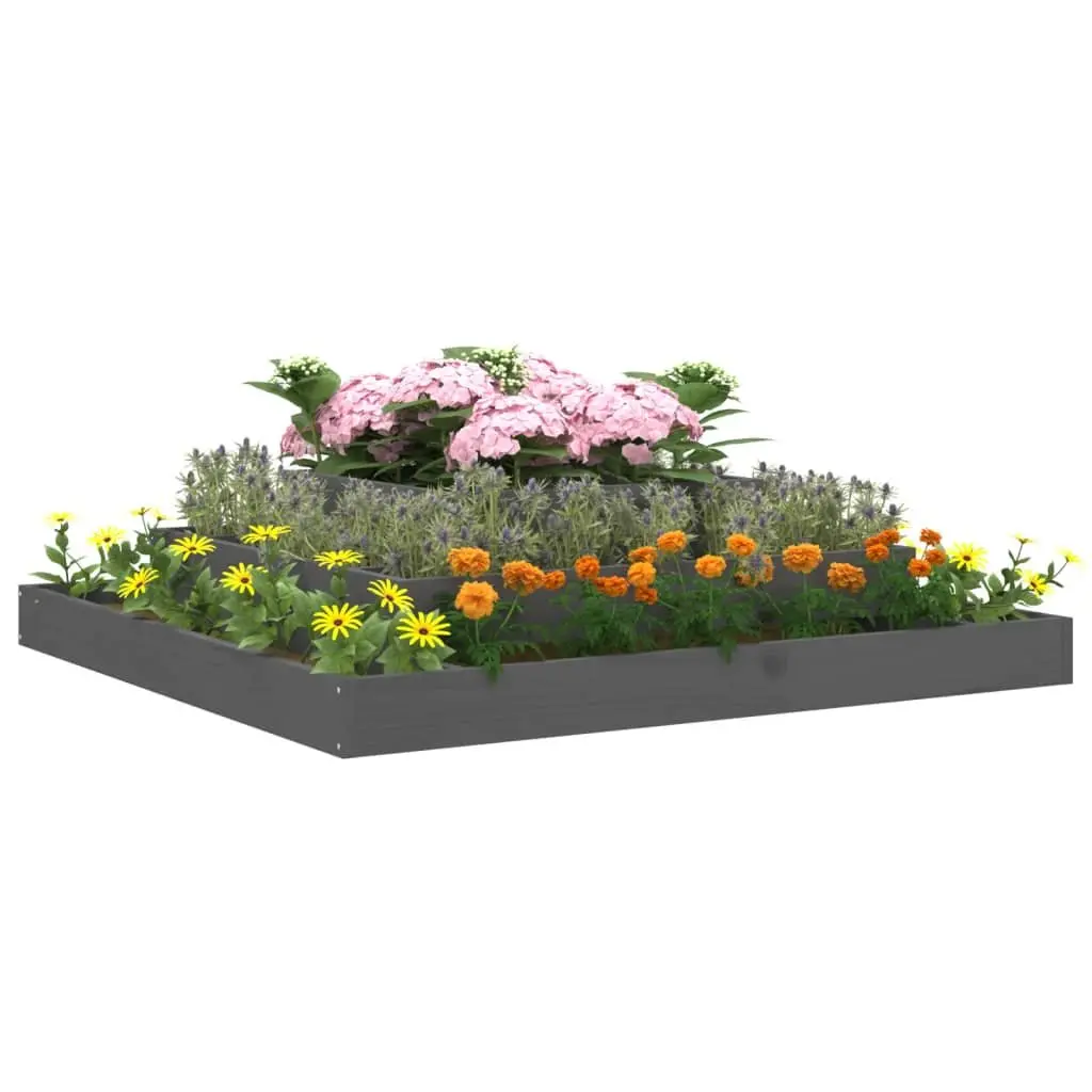 Grey 3-Tier Wooden Planter Box 110x110x27cm Solid Pine