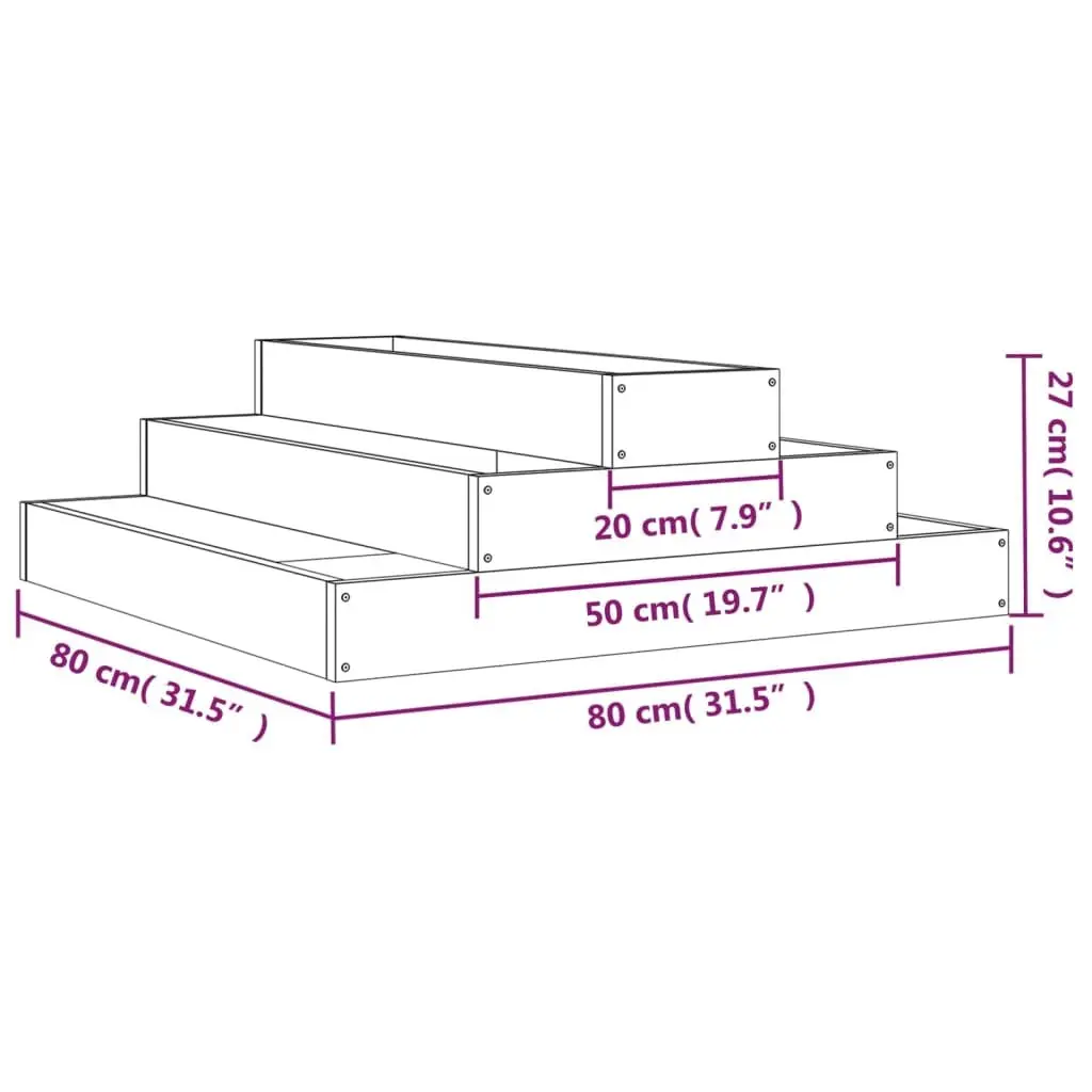 Wooden Planter Pot Grey Raised Flower Bed Garden Box Stair Step Design