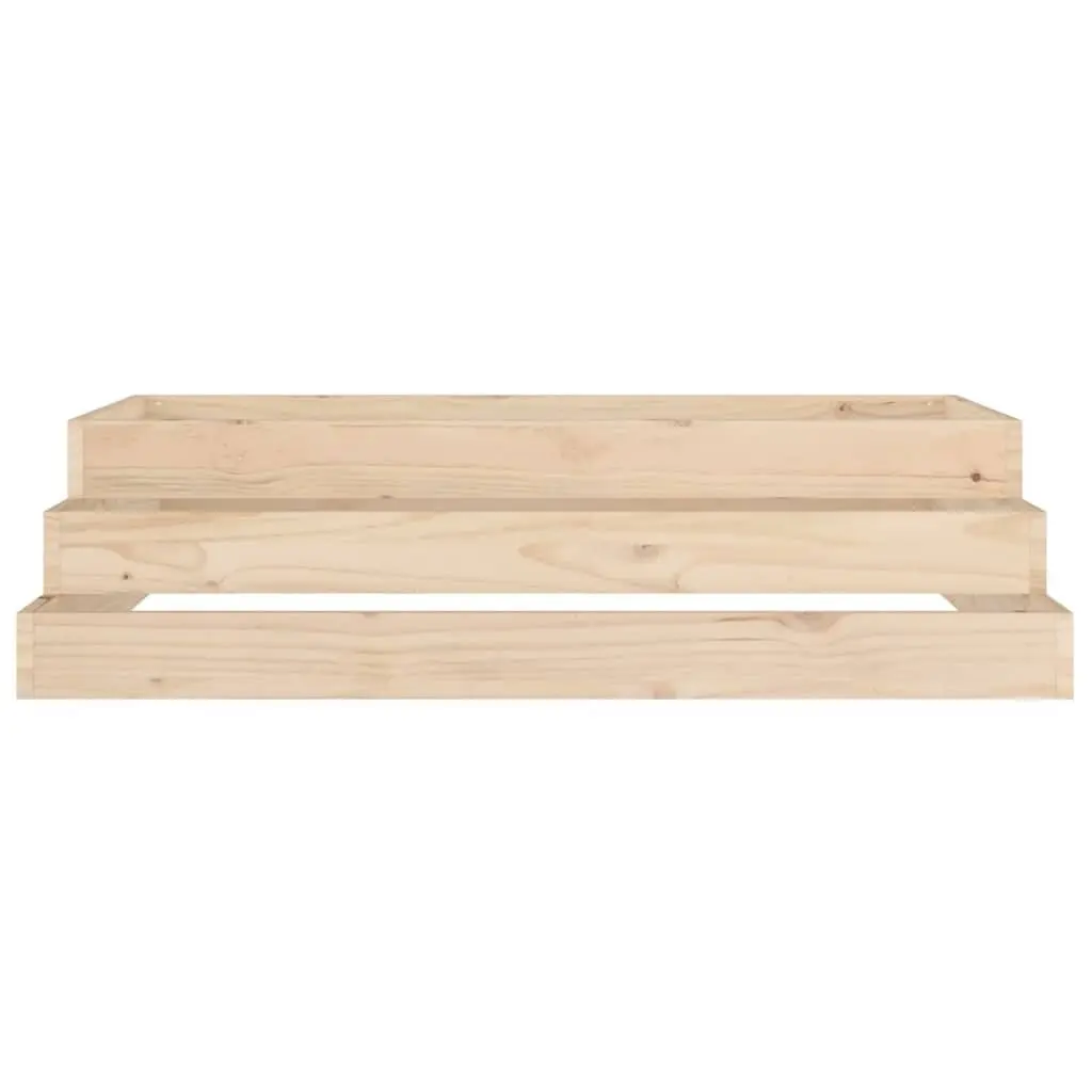 Wooden Planter Raised Flower Bed Stair-Step Design Garden Box Brown 110x110x27cm