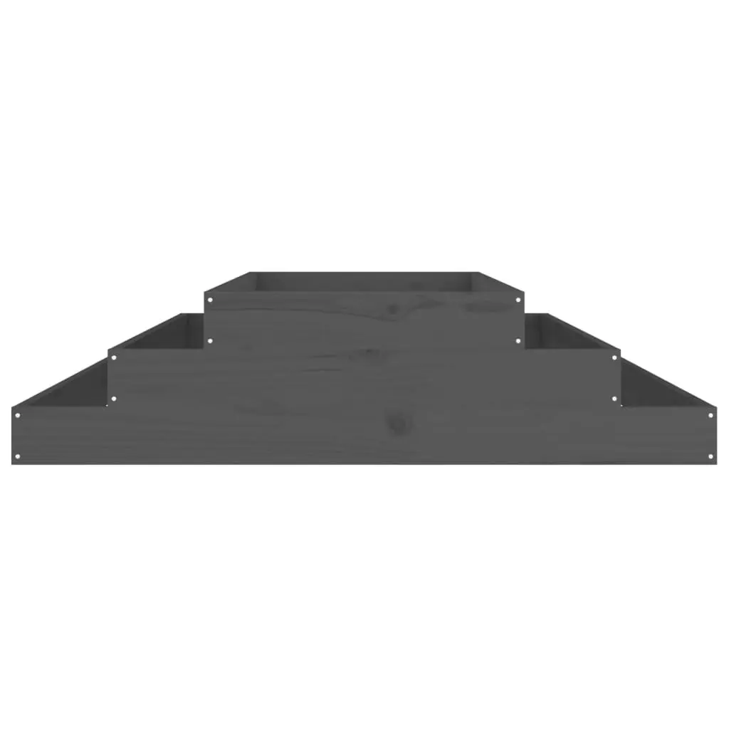 Wooden Planter Solid Pine 110x110x27cm Grey Raised Garden Bed Flower Box