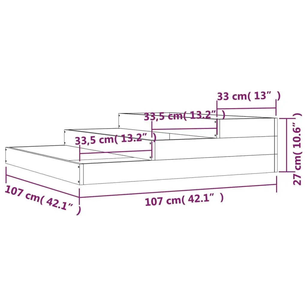 Solid Pine Wooden Planter Box 107x107x27 cm