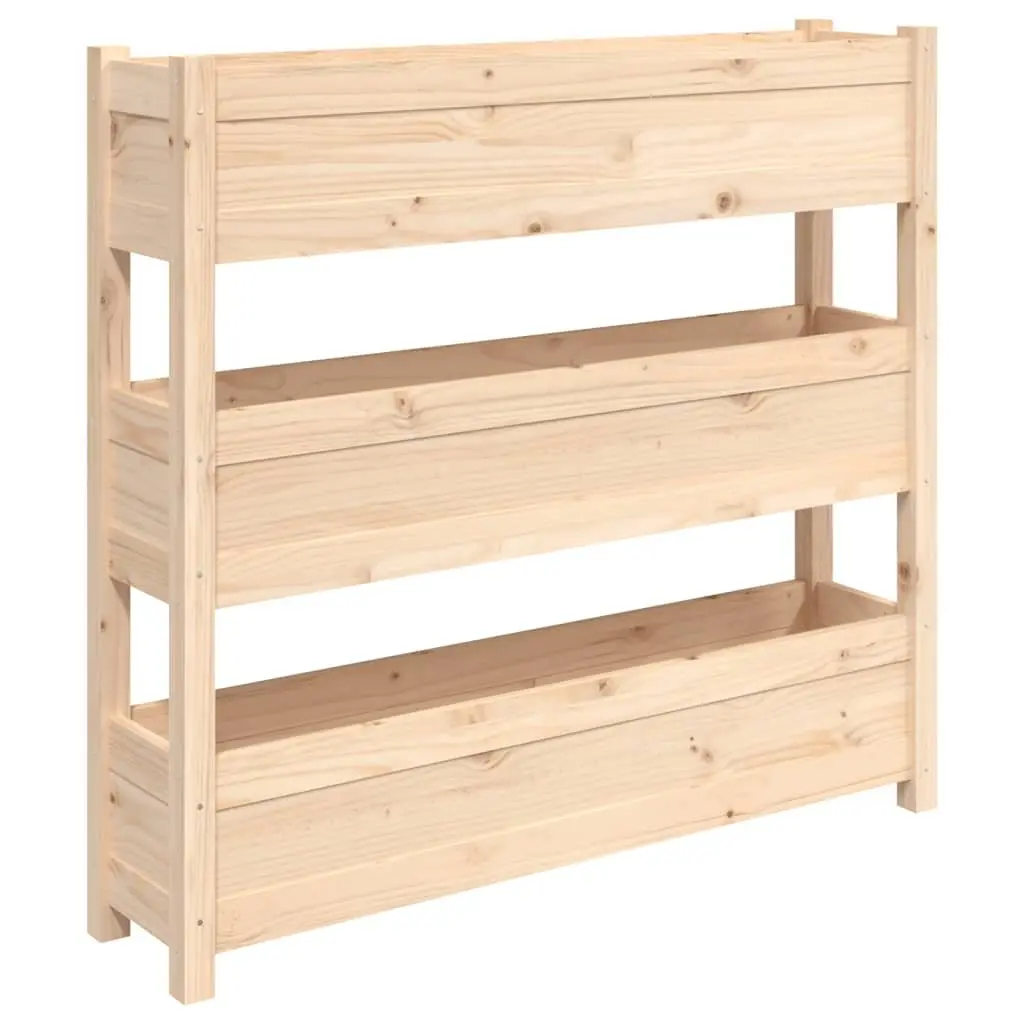 Pine Wood Planter with 3 Flower Boxes for Gardens