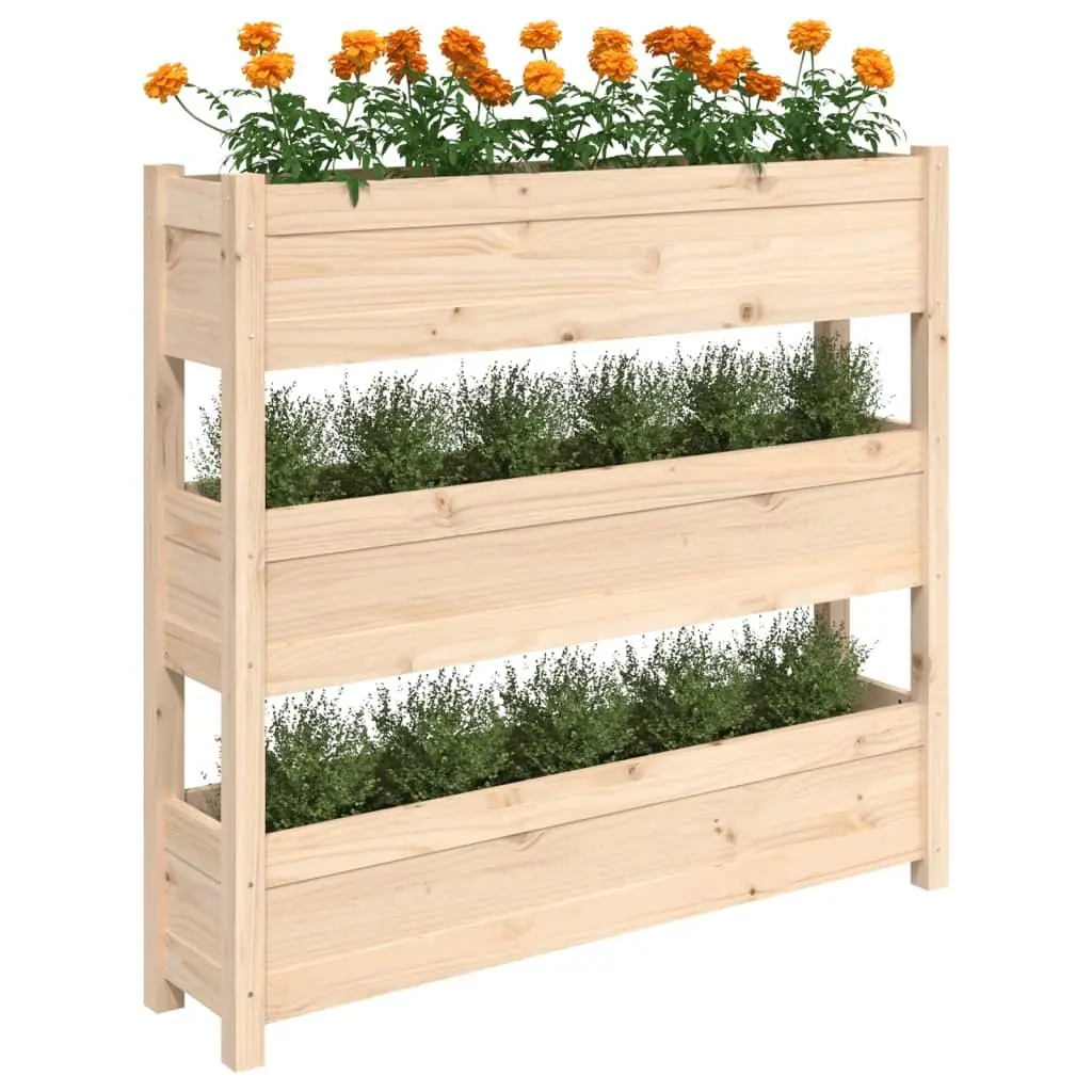 Pine Wood Planter with 3 Flower Boxes for Gardens