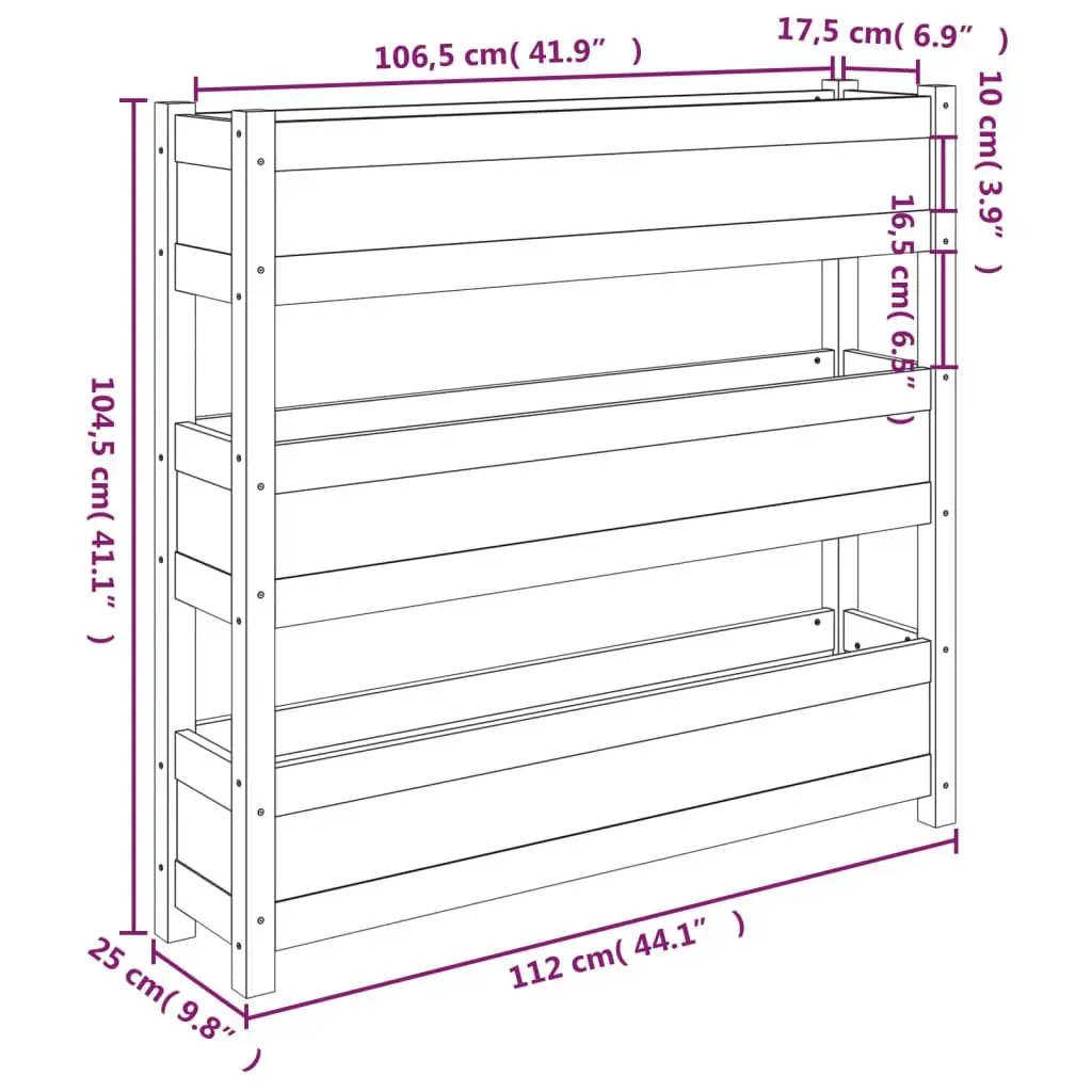 White Wooden 3-Tier Raised Planter Box