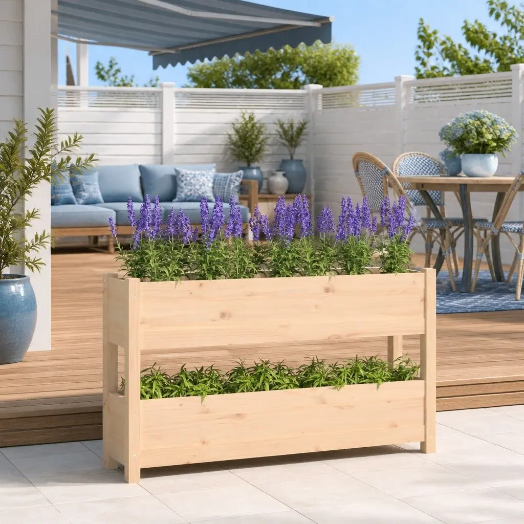Wooden Planter Box with Solid Pine Construction