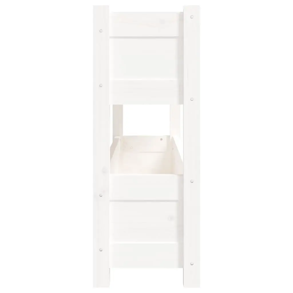 Wooden Planter Solid Pine 112x25x66cm White 2 Flower Boxes