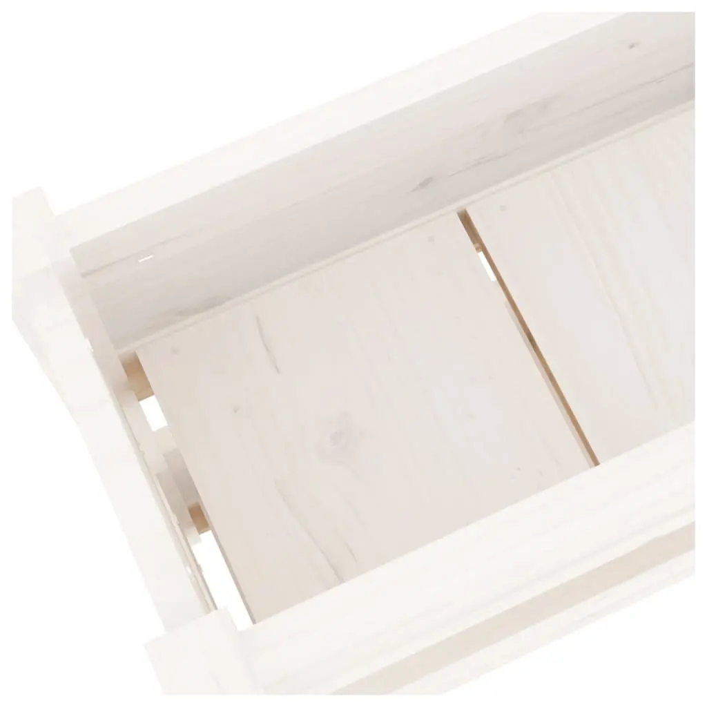 Wooden Planter Solid Pine 112x25x66cm White 2 Flower Boxes
