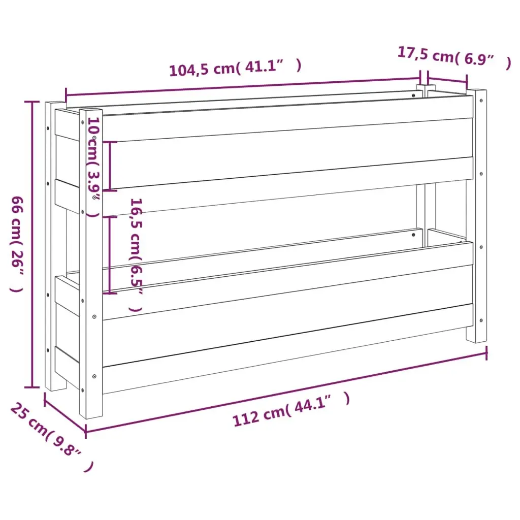 Wooden Planter Solid Pine 112x25x66cm White 2 Flower Boxes