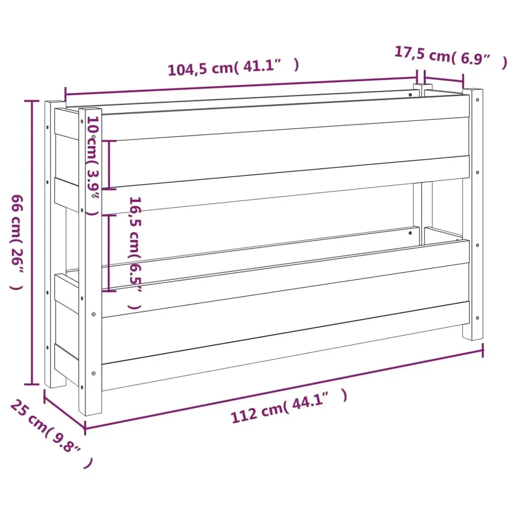 Wooden Planter Box Solid Pine Wood Grey 112x25x66 cm Raised Bed Garden