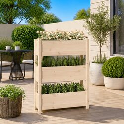 Durable Wooden Planter Box with 3 Compartments