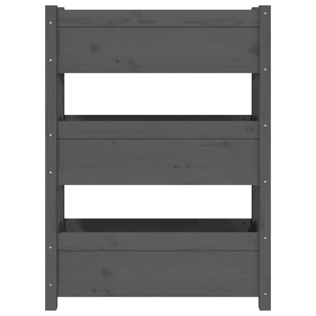 3-Tier Grey Wooden Planter Box for Flower Gardening