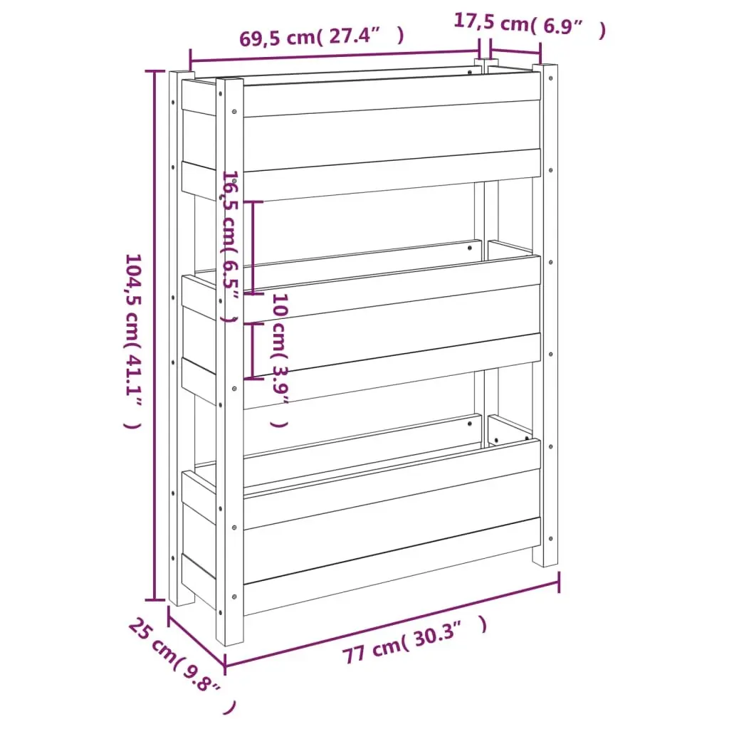 3-Tier Grey Wooden Planter Box for Flower Gardening