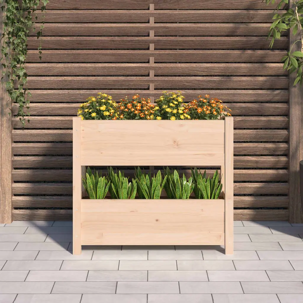 Wooden Planter with Two Flower Boxes for Garden