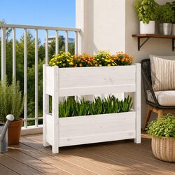 Durable Wooden Planter with Twin Flower Boxes 77x25x66 cm