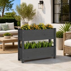 Durable Pine Wood Planter with 2 Flower Boxes