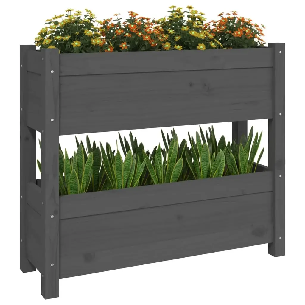 Pine Wood Planter with 2 Flower Boxes