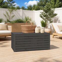 Sturdy Grey Solid Wood Pine Garden Storage Box