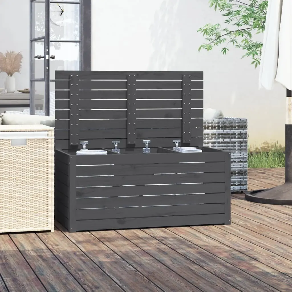 Grey Solid Wood Pine Garden Storage Box