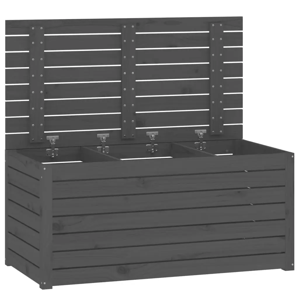 Grey Solid Wood Pine Garden Storage Box