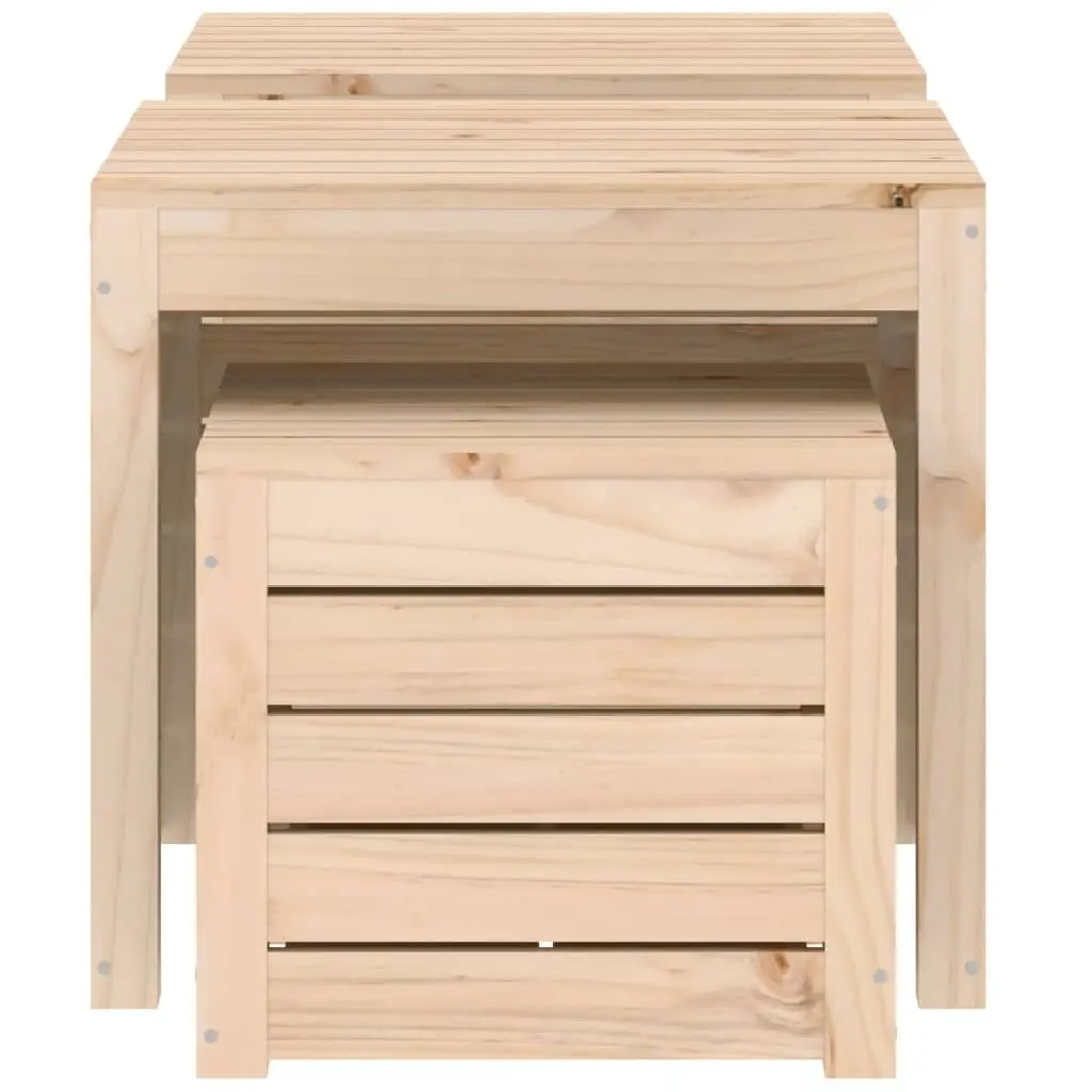 Solid Pine Wood 3 Piece Garden Storage Box Set