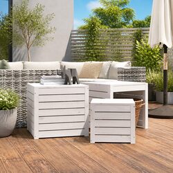 3-Piece Garden Storage Box Set in White Solid Pine
