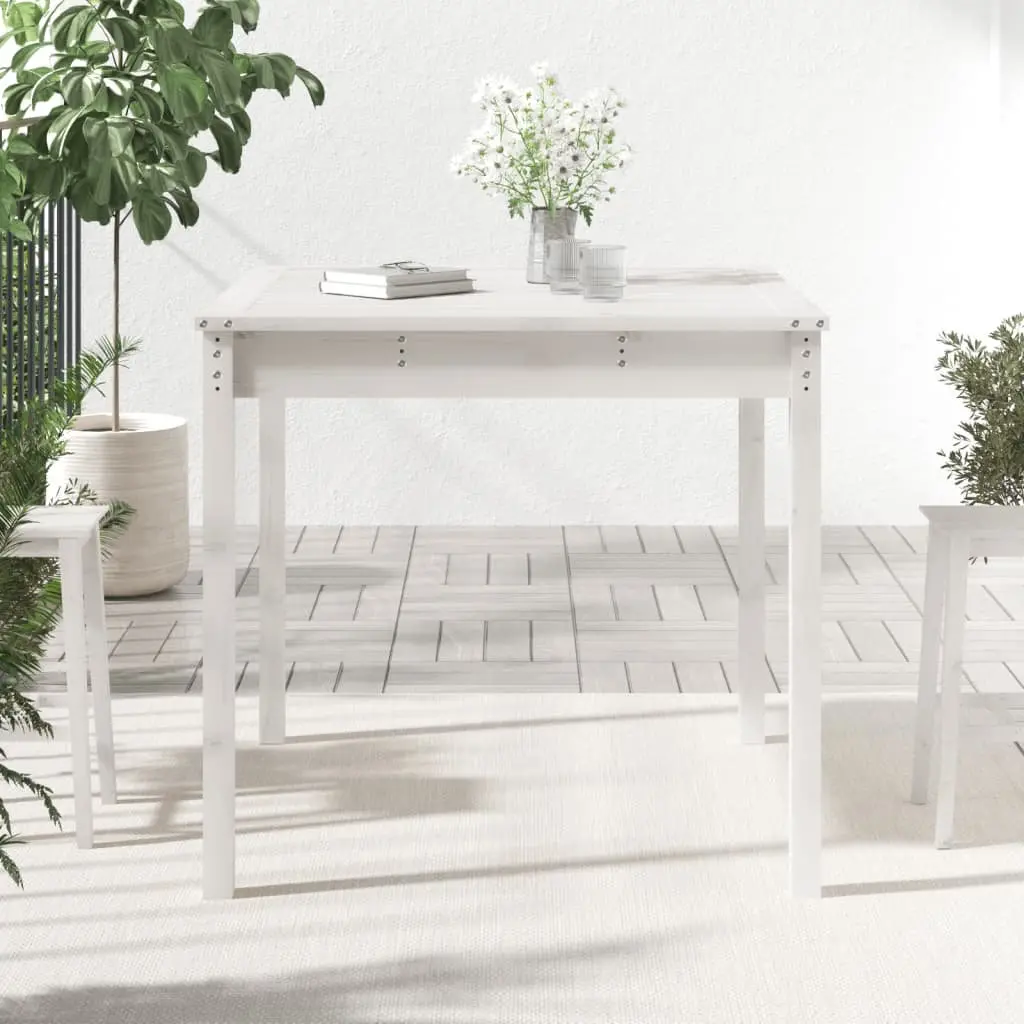 82.5x82.5x76 cm White Garden Table for Outdoors