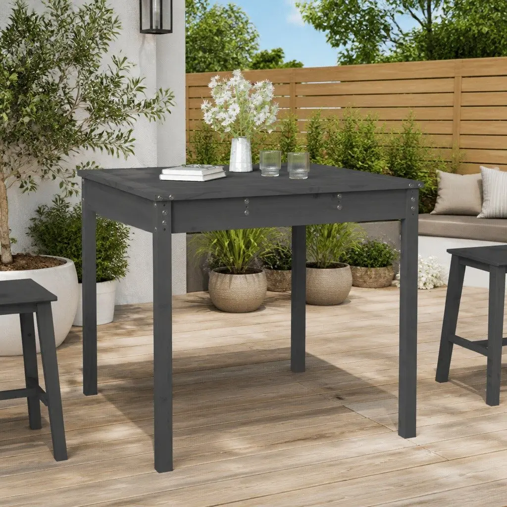 Grey Solid Wood Pine Garden Table for Outdoor Use