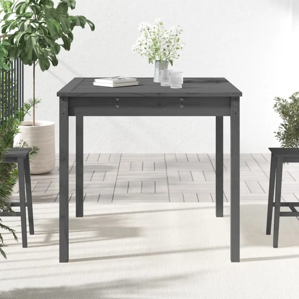 Grey Solid Wood Pine Garden Table for Outdoor Use