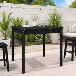 Sturdy Black Solid Pine Garden Table for Outdoor Use