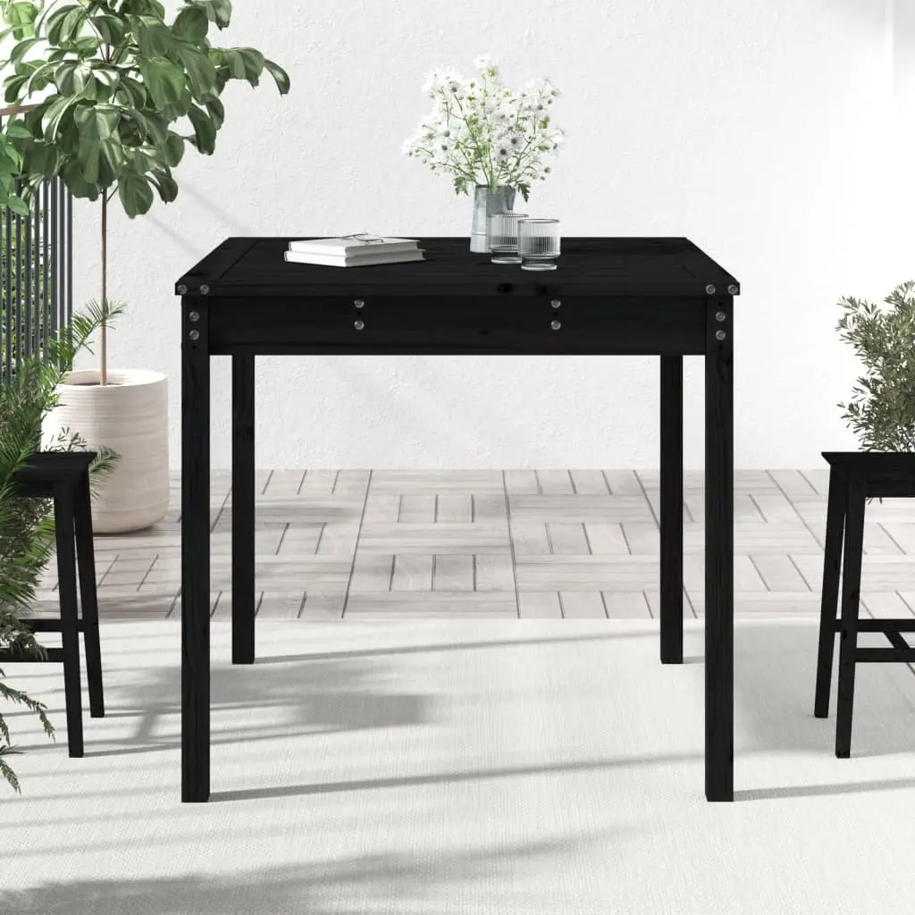 Black Solid Pine Garden Table for Outdoor Use